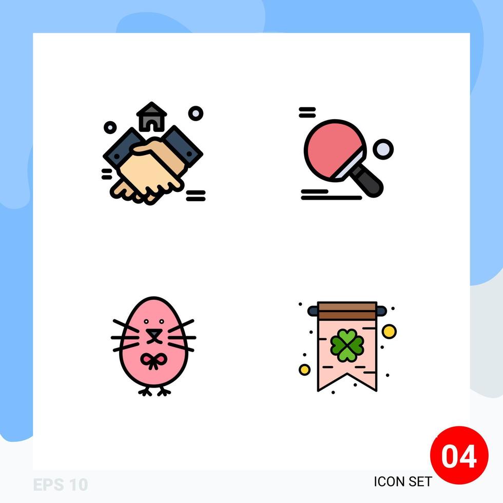 User Interface Pack of 4 Basic Filledline Flat Colors of agreement ball house sport easter Editable Vector Design Elements
