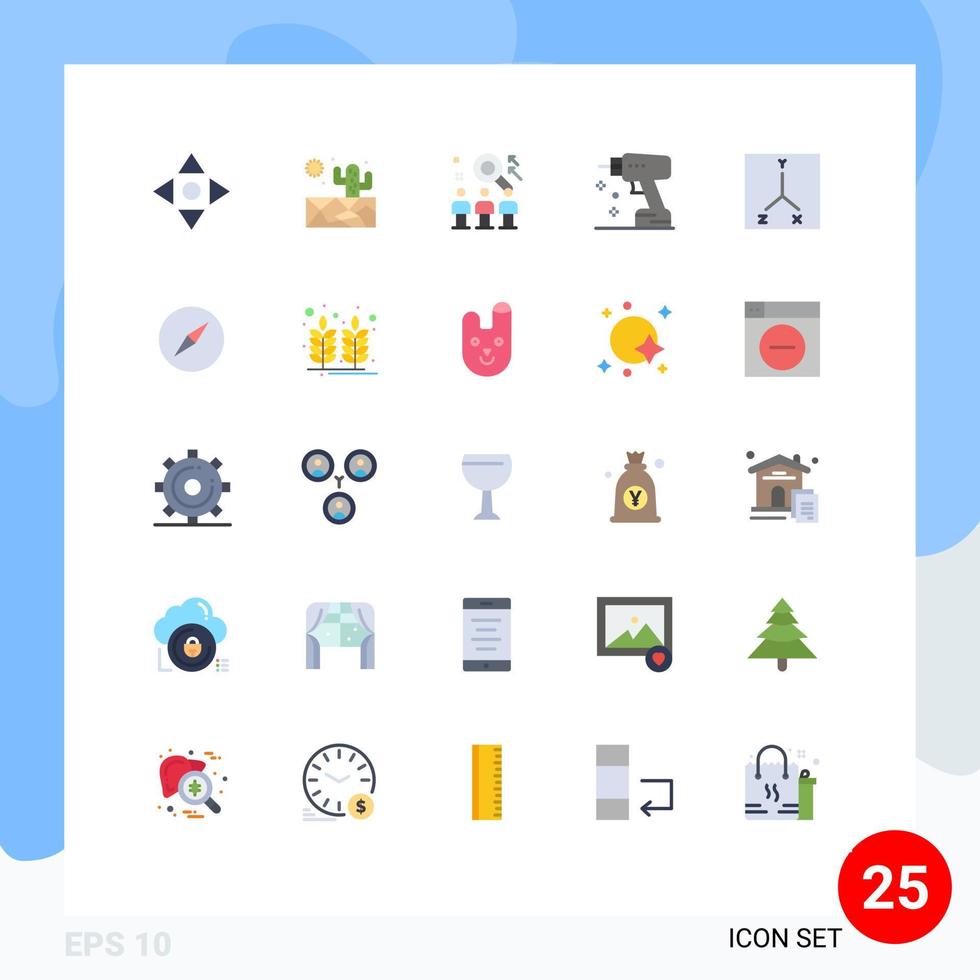 25 Flat Color concept for Websites Mobile and Apps space coordinates team tool drill Editable Vector Design Elements