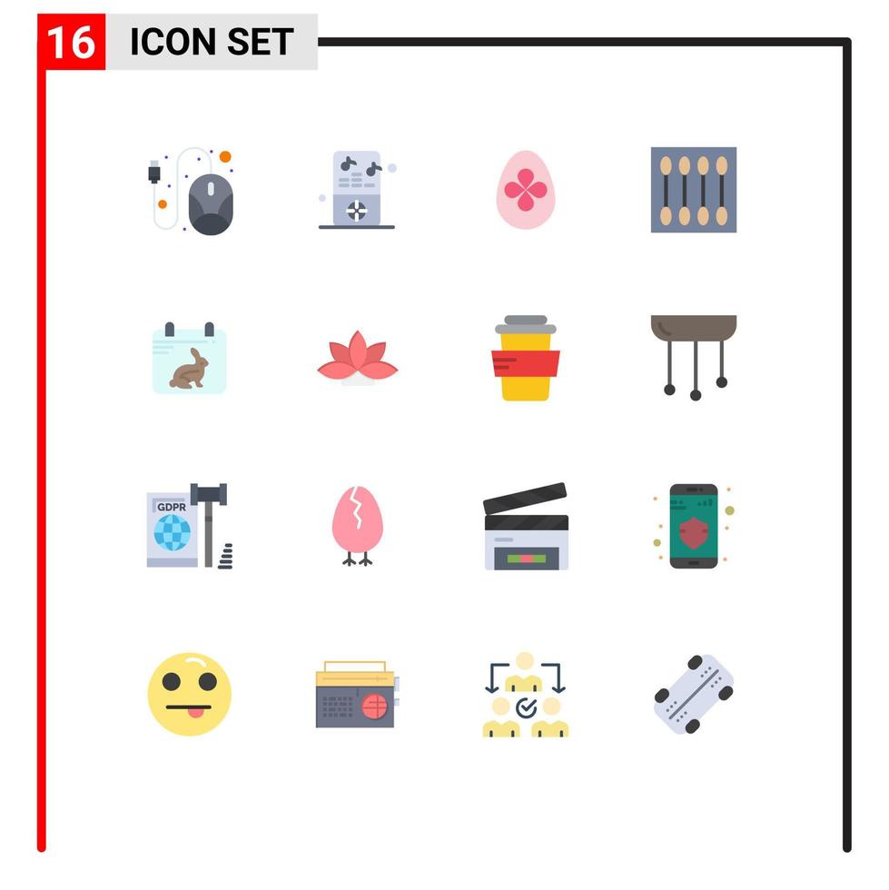 16 iconos creativos signos y símbolos modernos de decoración de maquillaje de calendario cepillo facial belleza paquete editable de elementos de diseño de vectores creativos