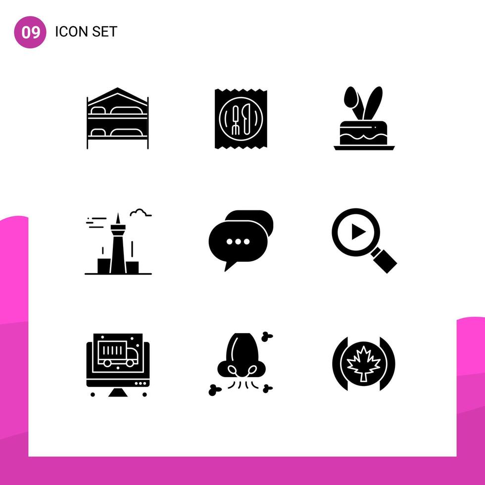 Stock Vector Icon Pack of 9 Line Signs and Symbols for chat tower cack canada architecture and city Editable Vector Design Elements