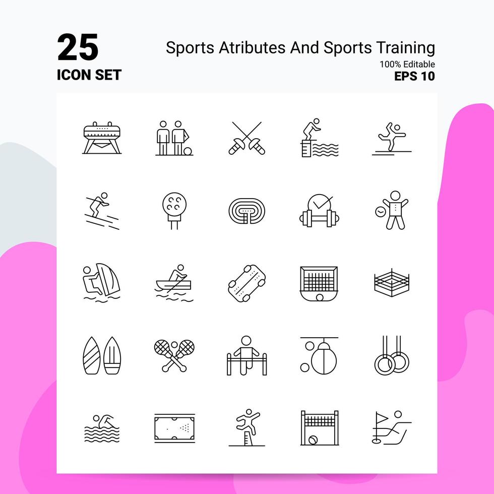 25 Sports Atributes And Sports Training Icon Set 100 Editable EPS 10 Files Business Logo Concept Ideas Line icon design vector