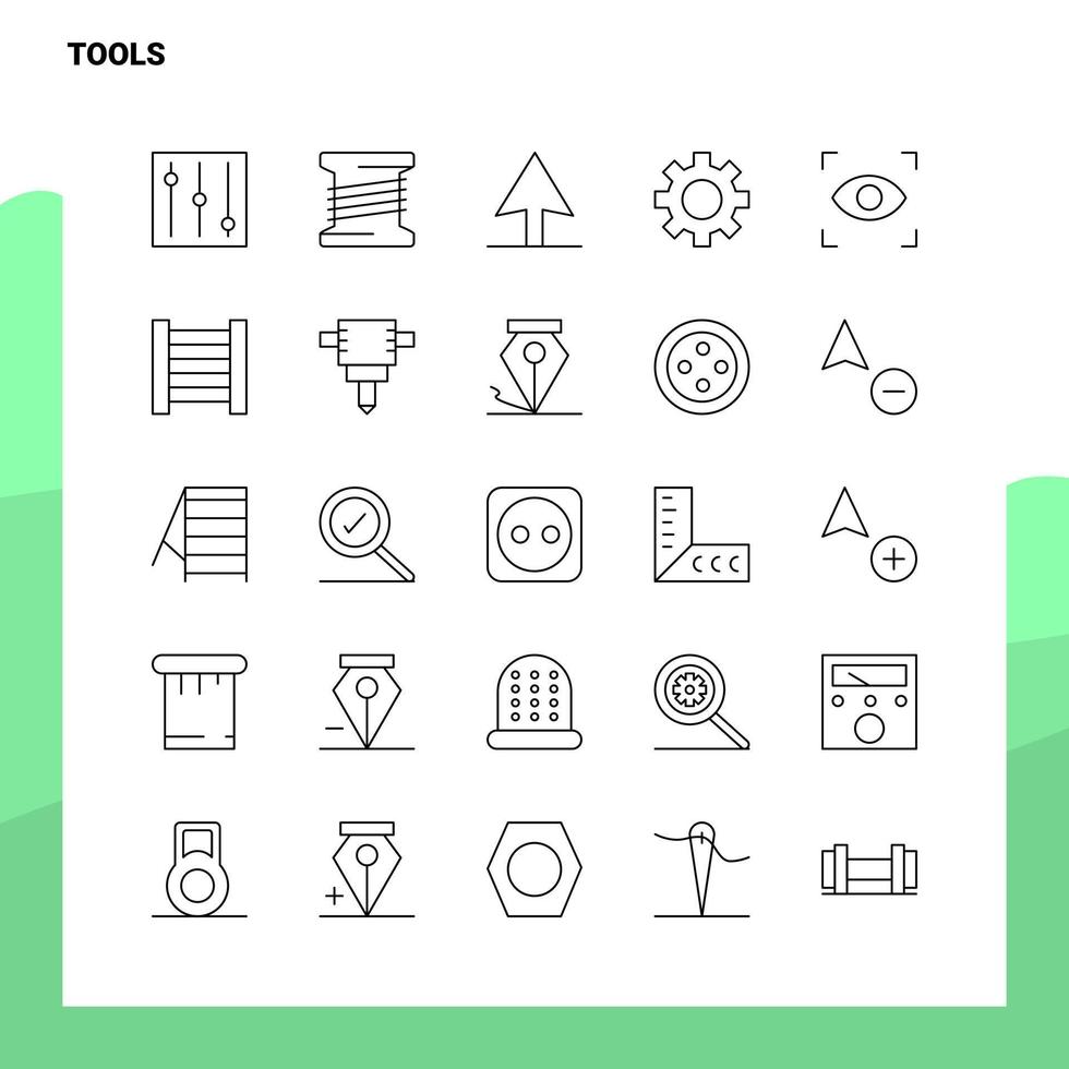 Set of Tools Line Icon set 25 Icons Vector Minimalism Style Design Black Icons Set Linear pictogram pack