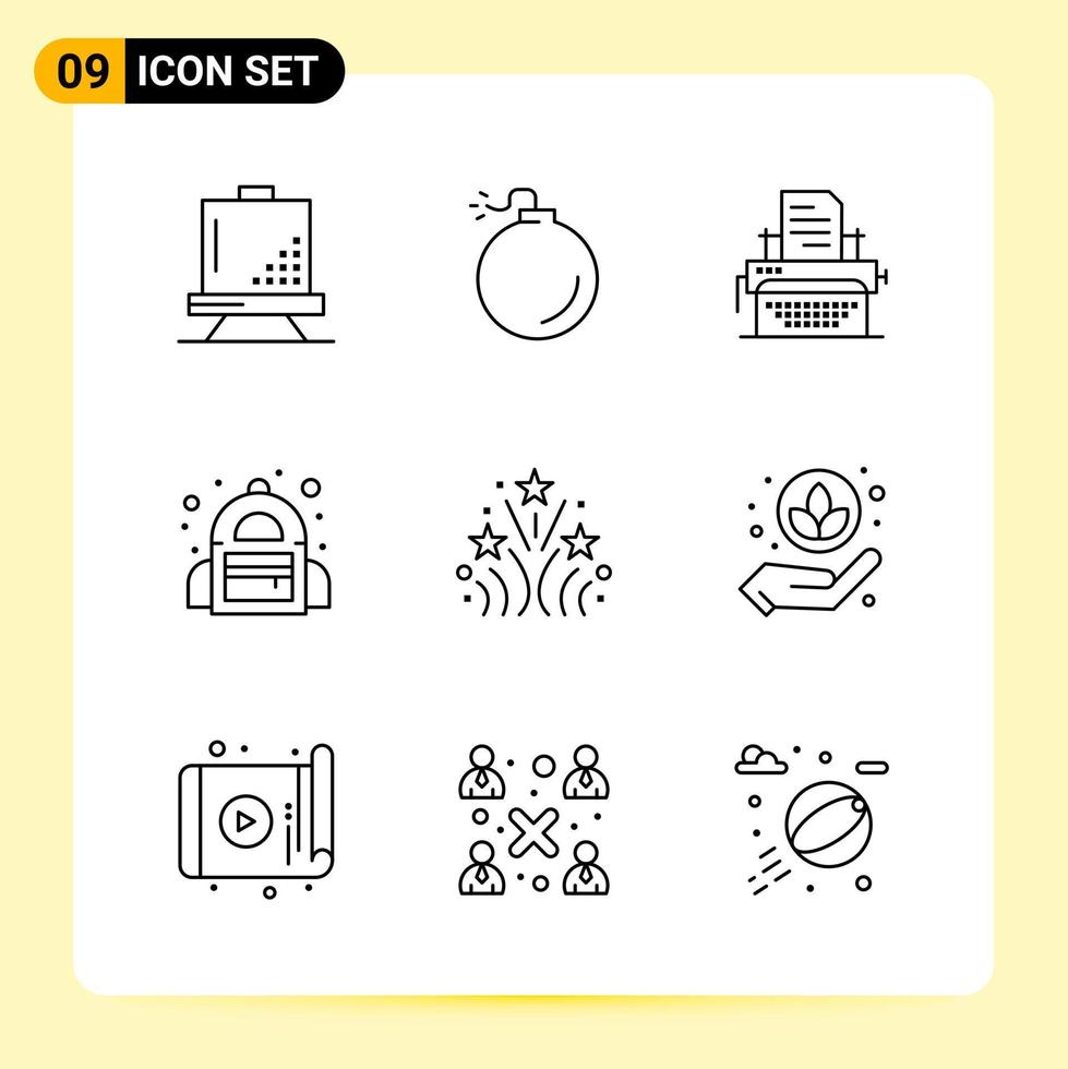 9 Creative Icons for Modern website design and responsive mobile apps 9 Outline Symbols Signs on White Background 9 Icon Pack vector