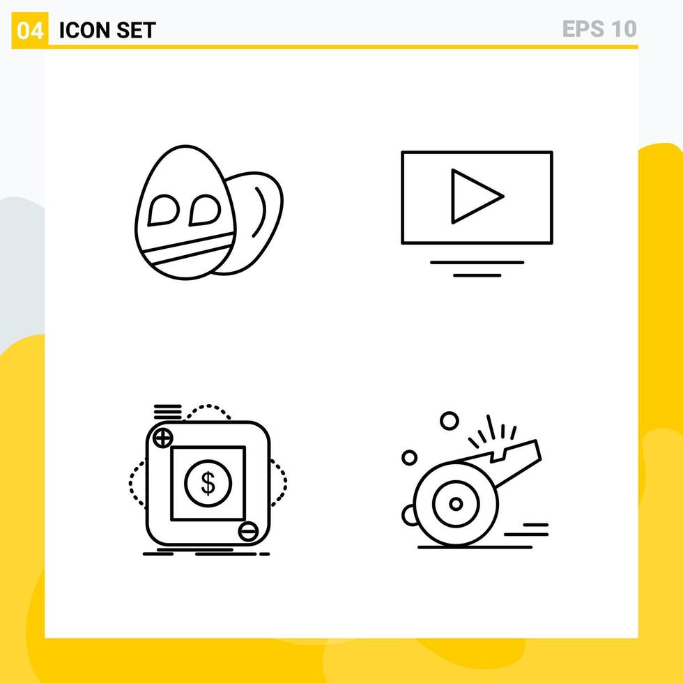 Collection of 4 Universal Line Icons Icon Set for Web and Mobile vector