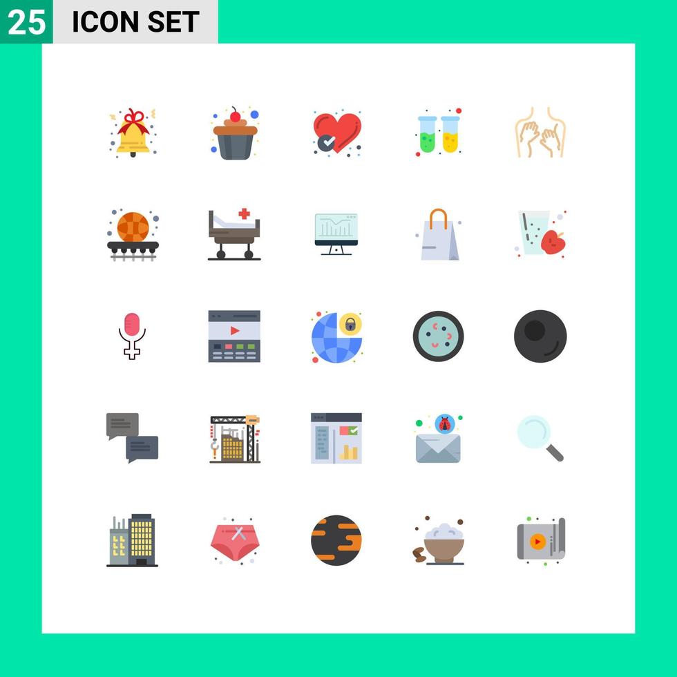 Pictogram Set of 25 Simple Flat Colors of sexy beauty done lab blood test Editable Vector Design Elements