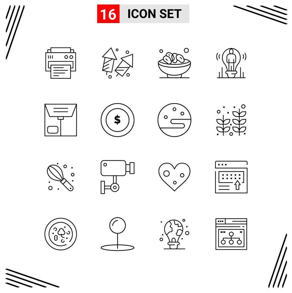 16 Icons Line Style Grid Based Creative Outline Symbols for Website Design Simple Line Icon Signs Isolated on White Background 16 Icon Set vector