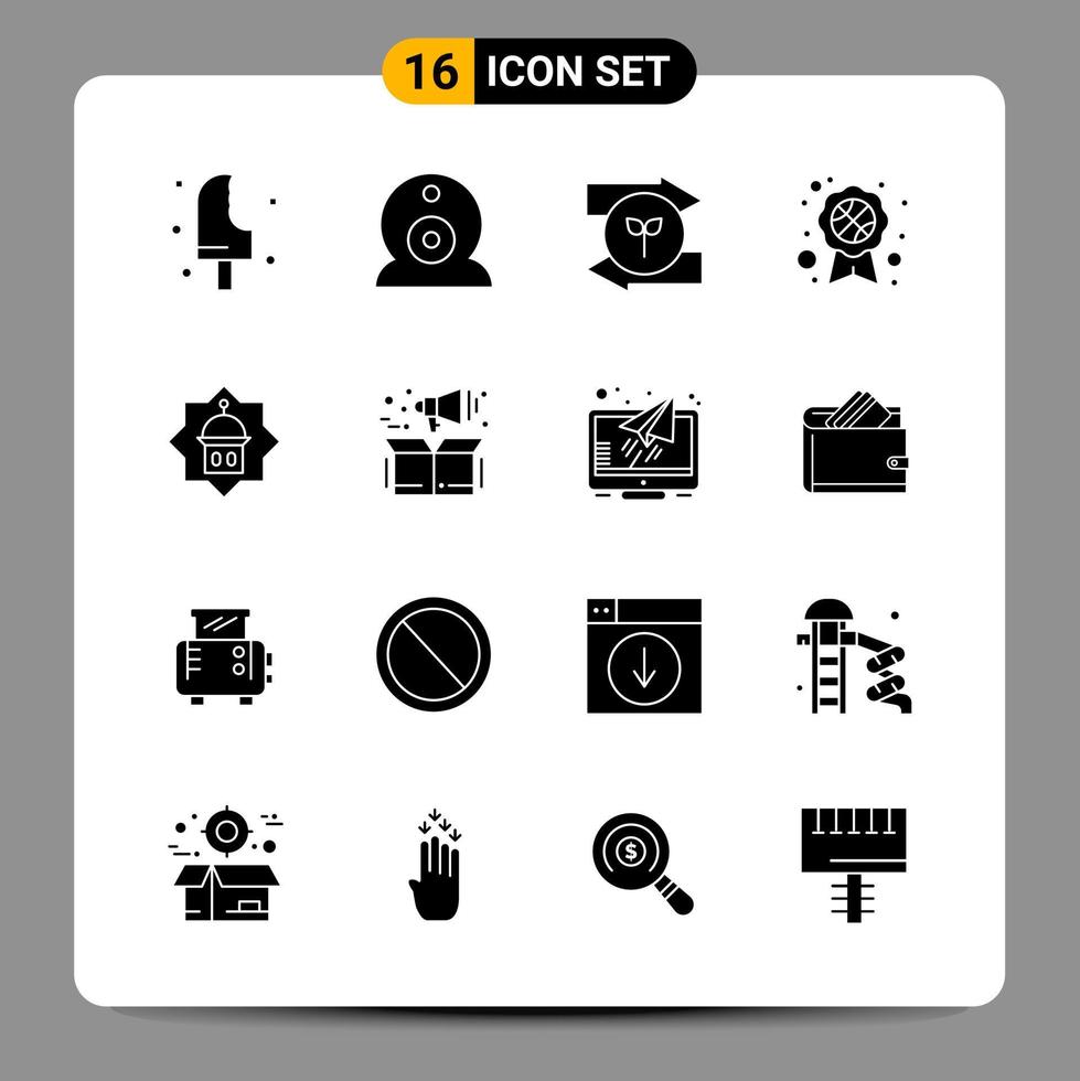 16 Black Icon Pack Glyph Symbols Signs for Responsive designs on white background 16 Icons Set vector
