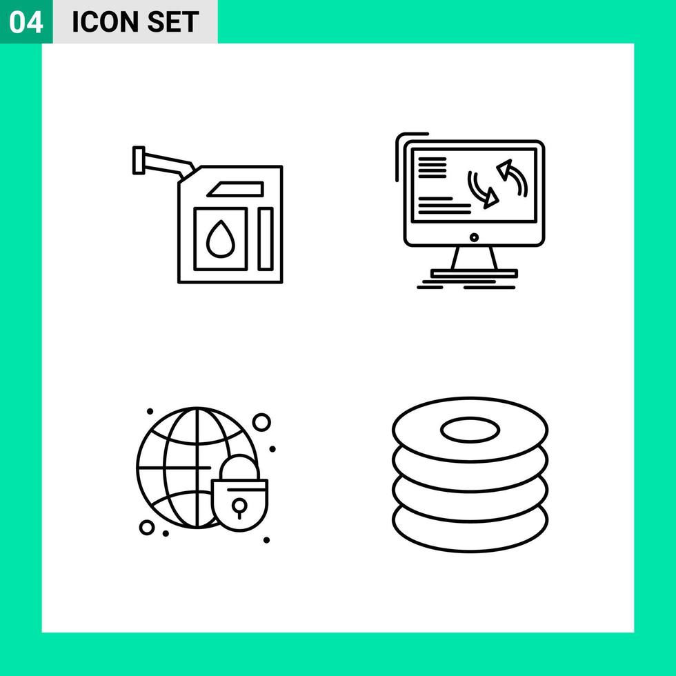 paquete de 4 iconos de estilo de línea establece símbolos de esquema para imprimir signos creativos aislados en fondo blanco 4 conjunto de iconos vector