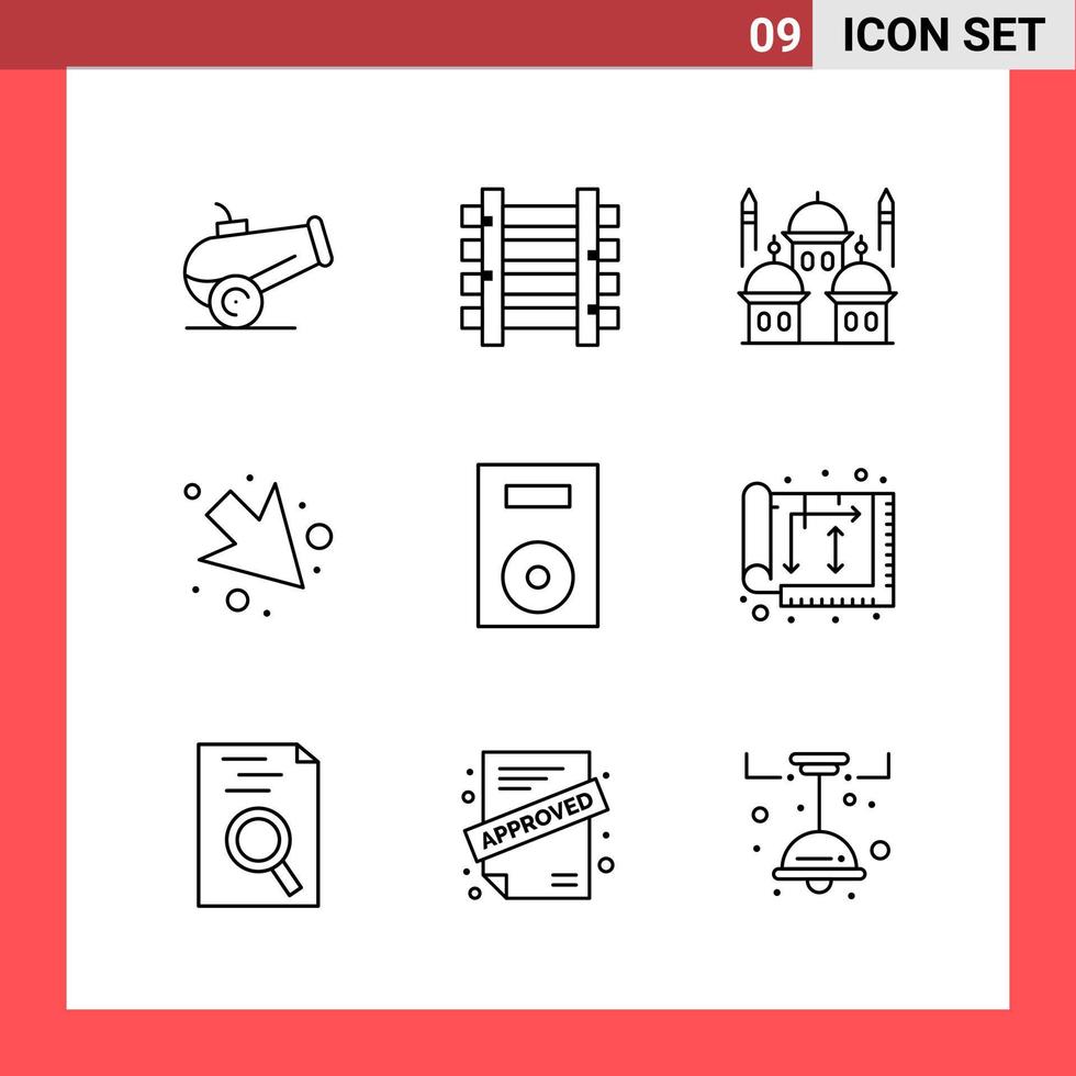 9 Icon Pack Line Style Outline Symbols on White Background Simple Signs for general designing vector