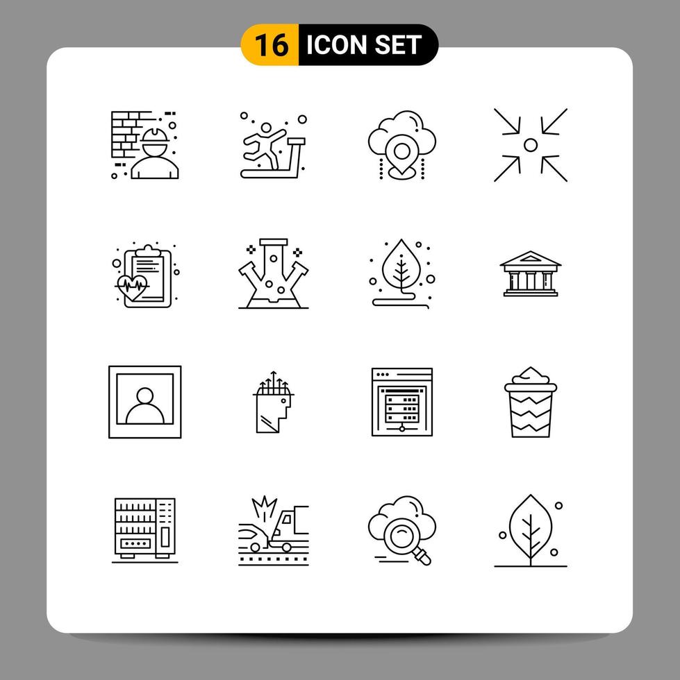 Set of 16 Commercial Outlines pack for check collapse treadmill arrow map Editable Vector Design Elements