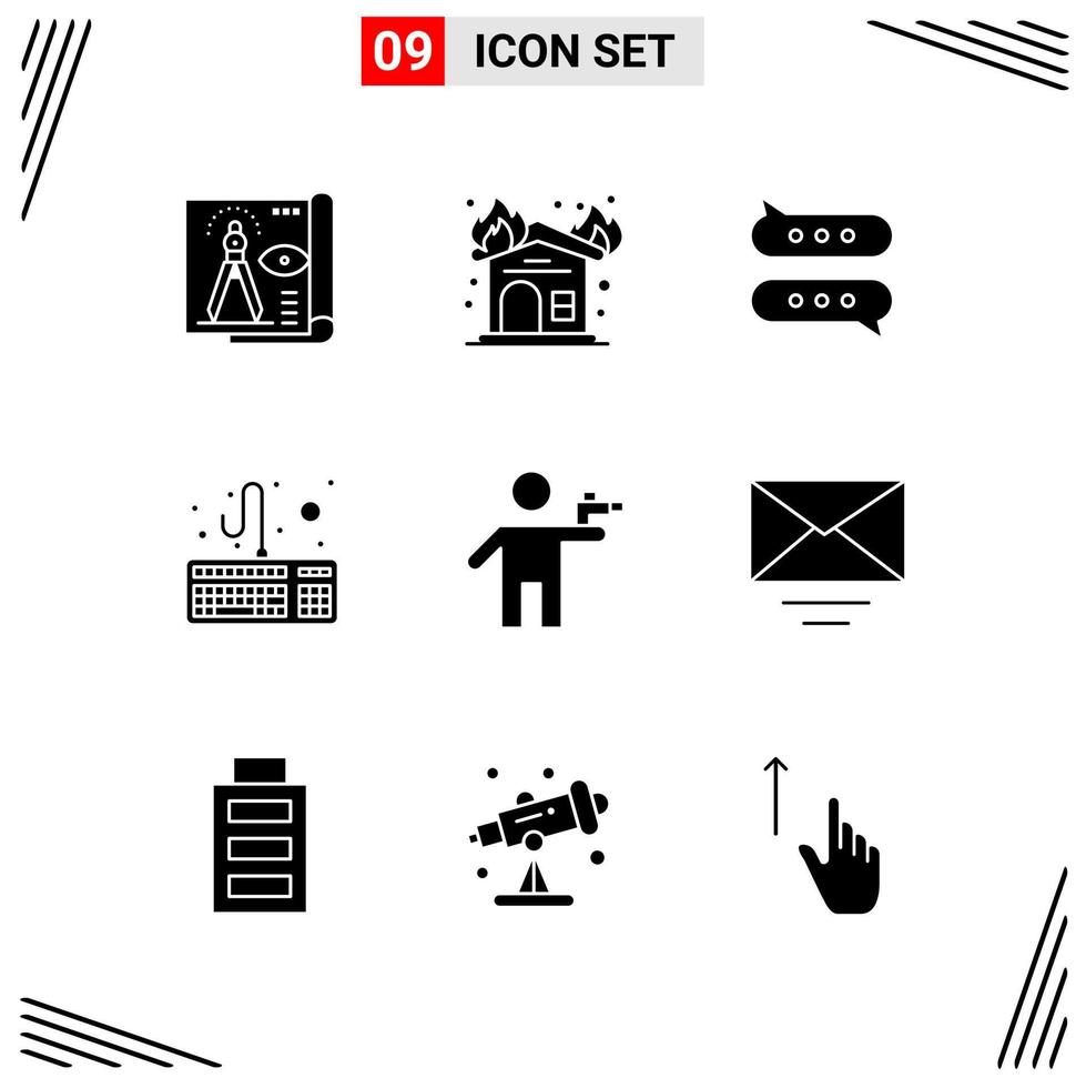 9 Icons Solid Style Grid Based Creative Glyph Symbols for Website Design Simple Solid Icon Signs Isolated on White Background 9 Icon Set vector
