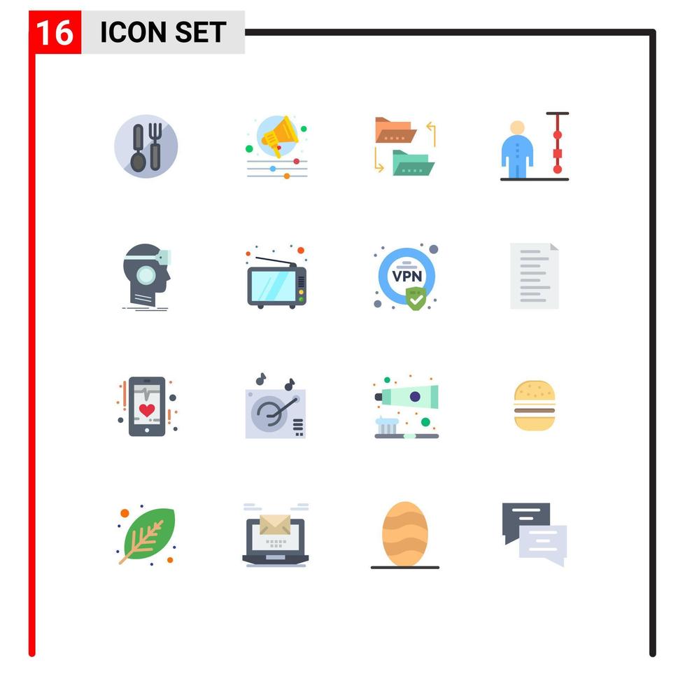 16 User Interface Flat Color Pack of modern Signs and Symbols of people corporate administration folder chart sharing Editable Pack of Creative Vector Design Elements