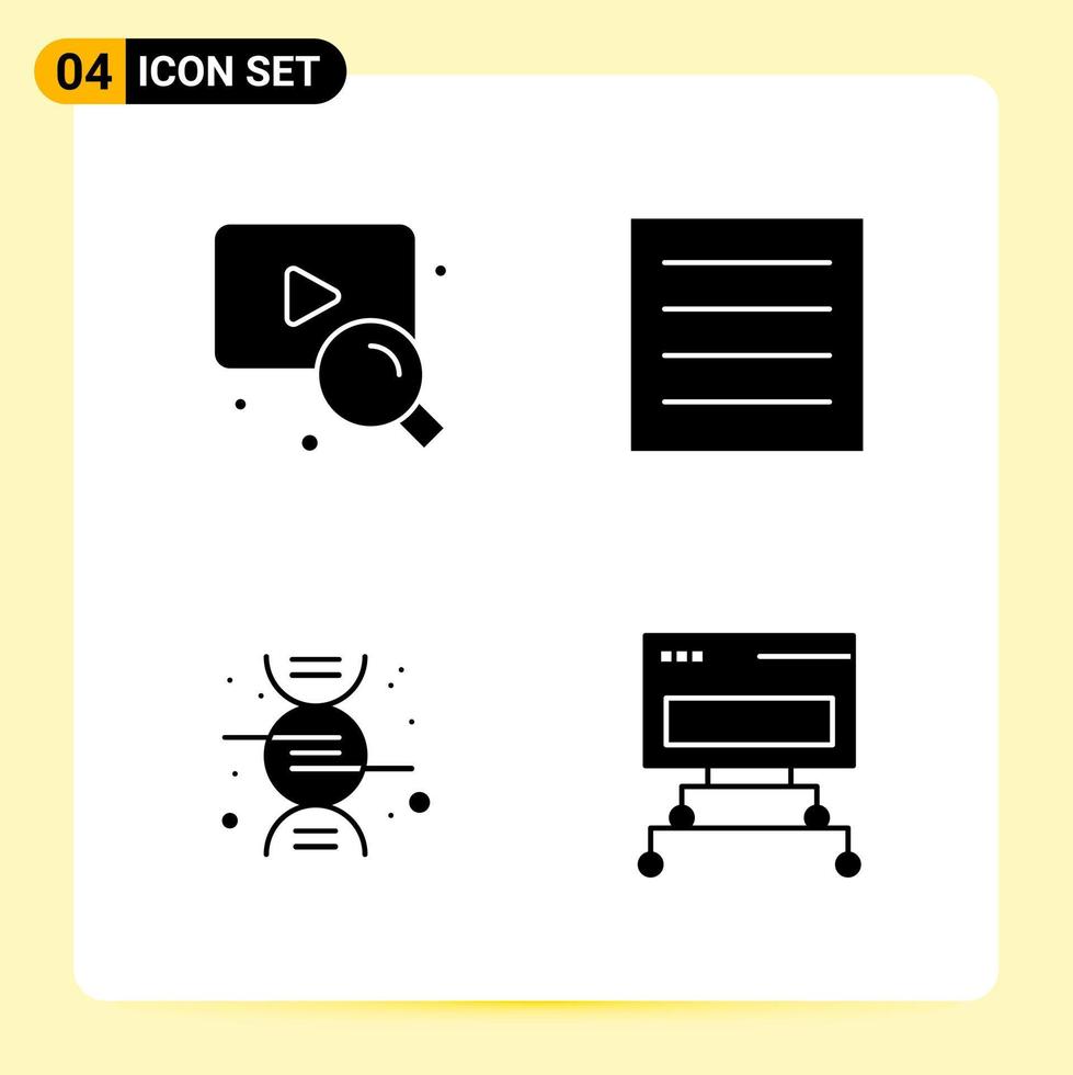 4 Creative Icons for Modern website design and responsive mobile apps 4 Glyph Symbols Signs on White Background 4 Icon Pack vector