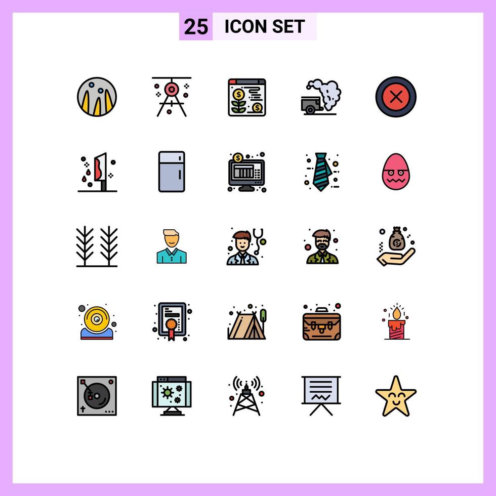 Universal Icon Symbols Group of 25 Modern Filled line Flat Colors of ux layout web pollution environment Editable Vector Design Elements