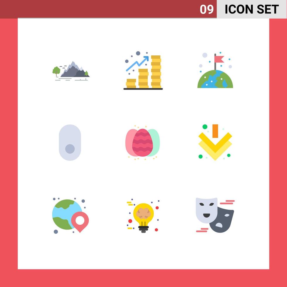 Modern Set of 9 Flat Colors and symbols such as easter wireless coins mouse flag Editable Vector Design Elements