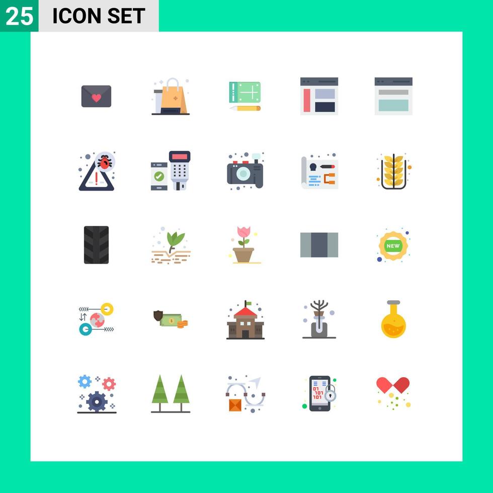 Modern Set of 25 Flat Colors and symbols such as communication sidebar mobile left communication Editable Vector Design Elements
