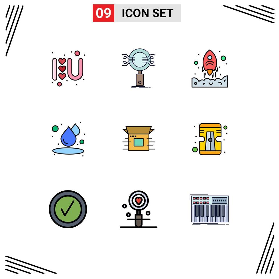 conjunto de 9 iconos modernos de la interfaz de usuario signos de símbolos para la seguridad del agua empresarial elementos de diseño vectorial editables húmedos vector