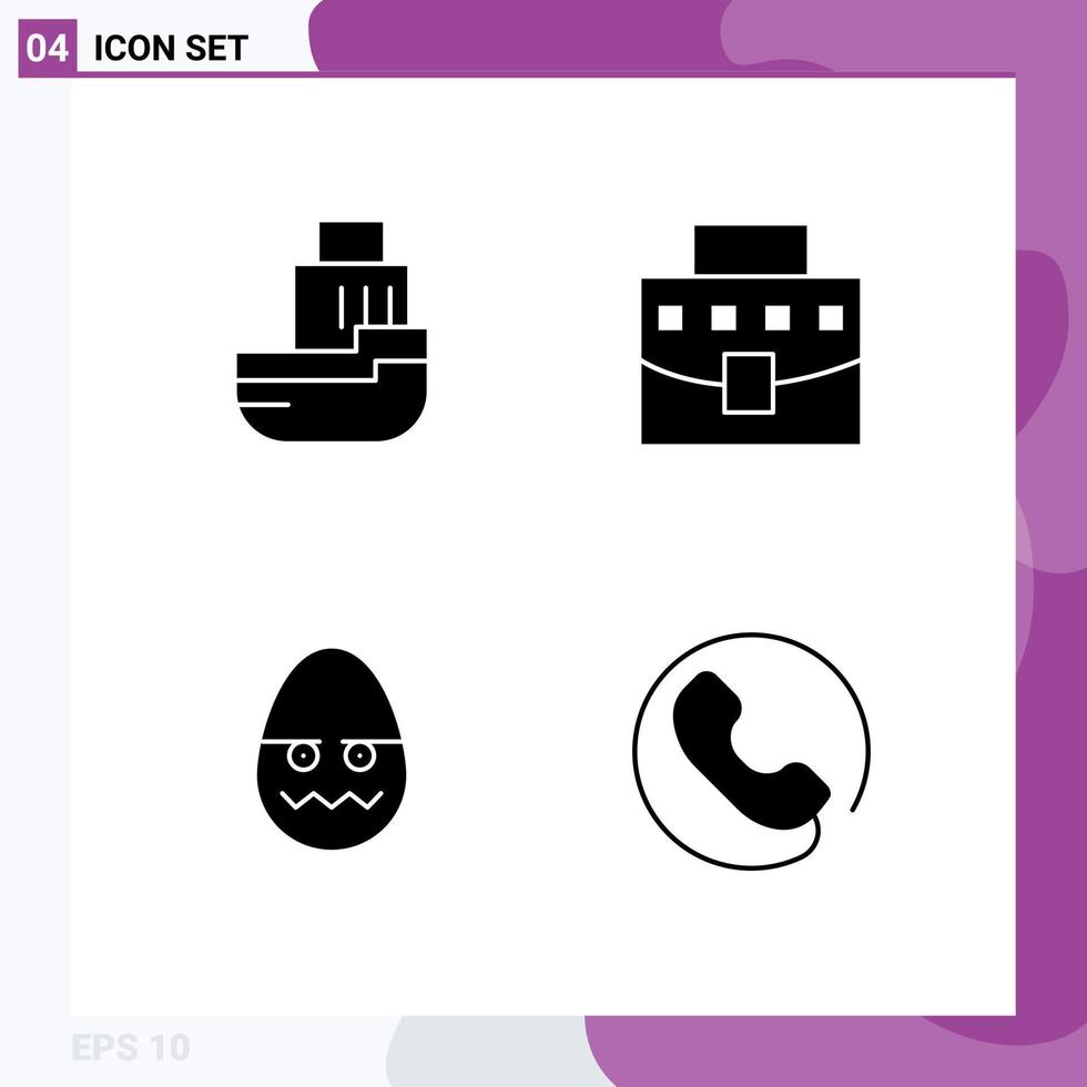 Universal Icon Symbols Group of 4 Modern Solid Glyphs of delivery celebration shipping bag easter Editable Vector Design Elements