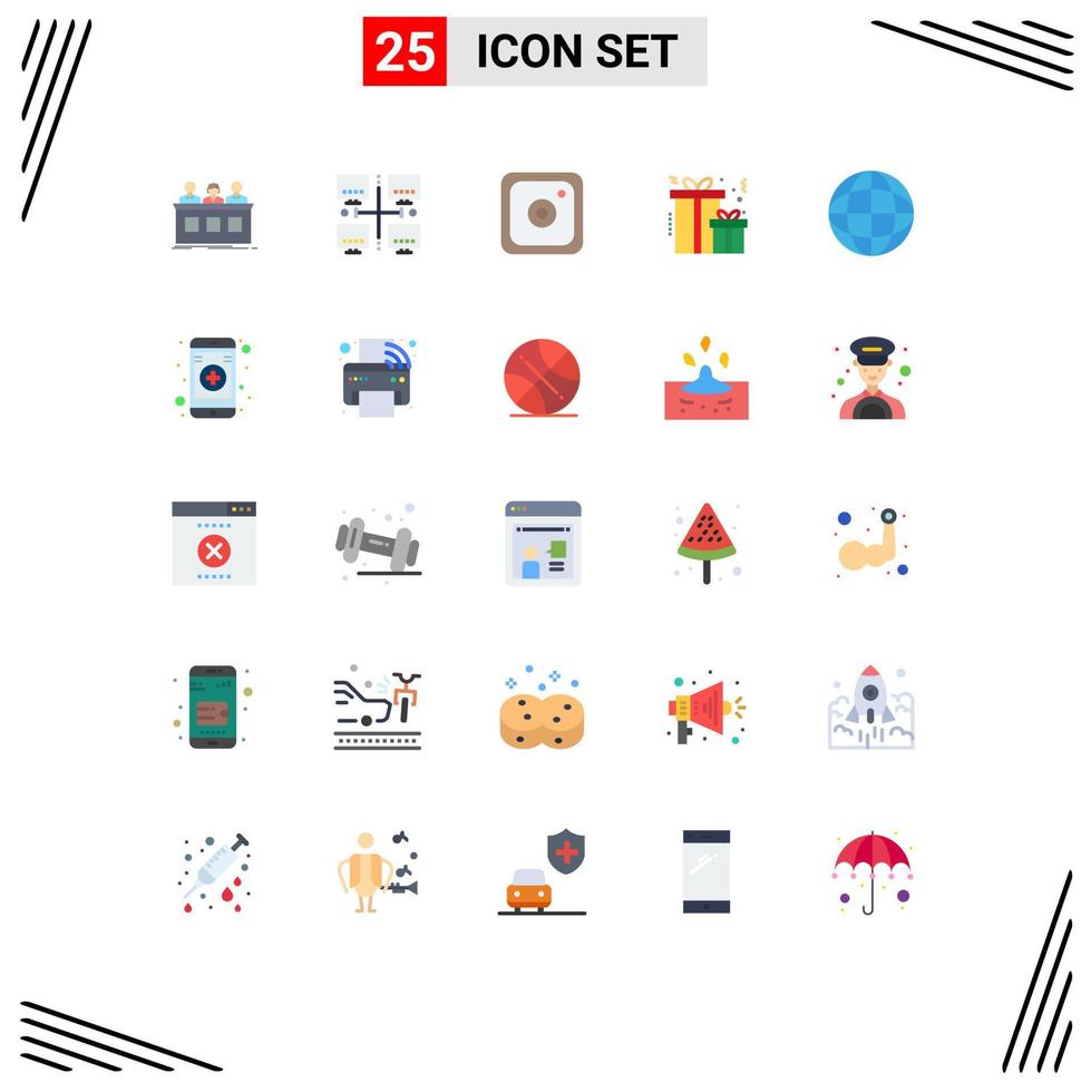 Flat Color Pack of 25 Universal Symbols of security global network xmas christmas Editable Vector Design Elements