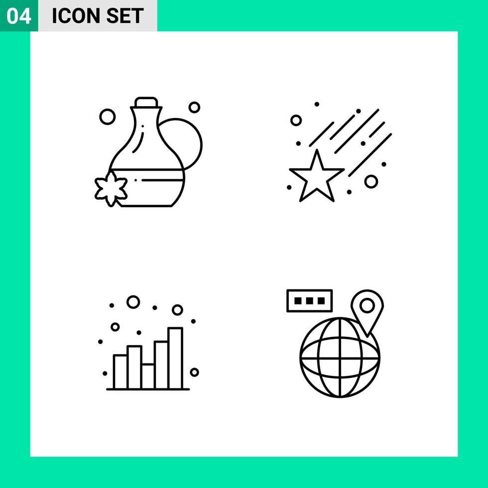 Pack of 4 Line Style Icon Set Outline Symbols for print Creative Signs Isolated on White Background 4 Icon Set vector