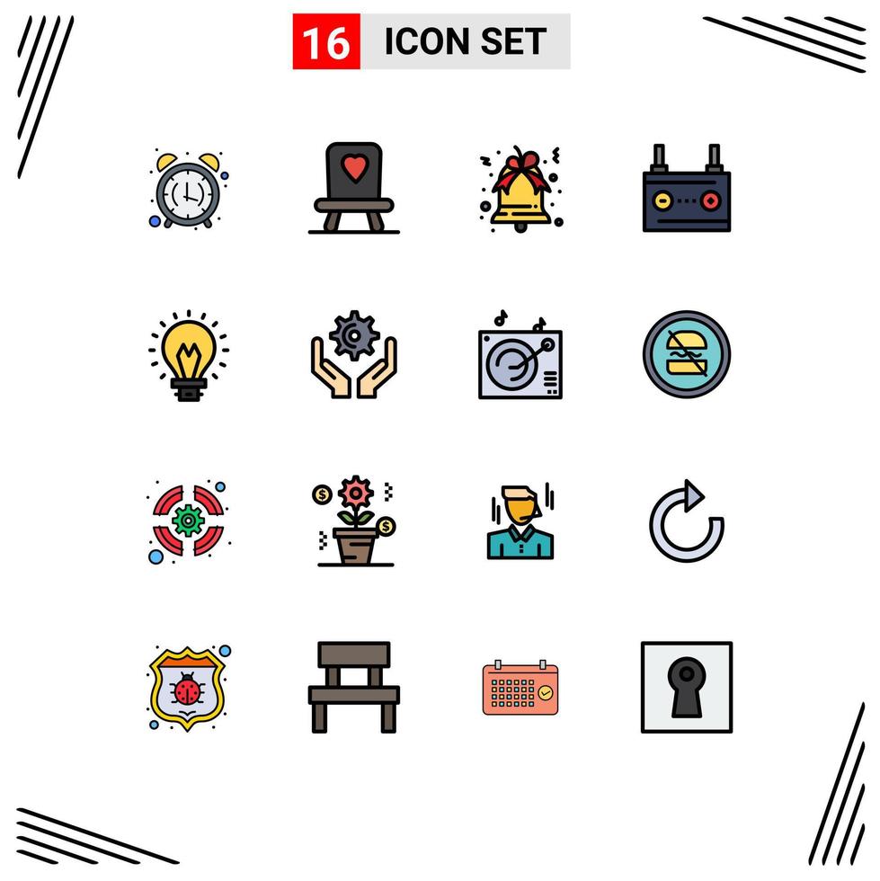 paquete de iconos de vector de stock de 16 signos y símbolos de línea para bombilla de innovación coche de energía de navidad elementos de diseño de vector creativo editable