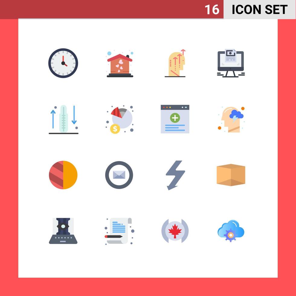 Set of 16 Vector Flat Colors on Grid for disease design emotional computer mind Editable Pack of Creative Vector Design Elements