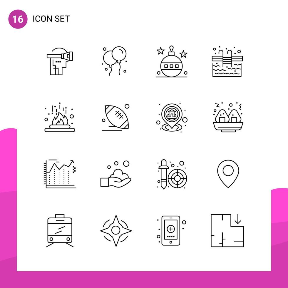 paquete de conjunto de iconos de contorno de 16 iconos de línea aislados en fondo blanco para aplicaciones móviles y de impresión de diseño de sitios web receptivos vector