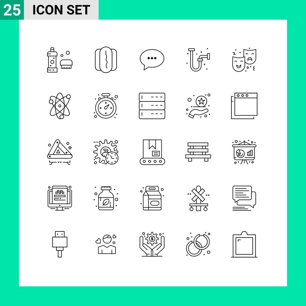 25 Creative Icons Modern Signs and Symbols of face pipe chat industrial construction Editable Vector Design Elements