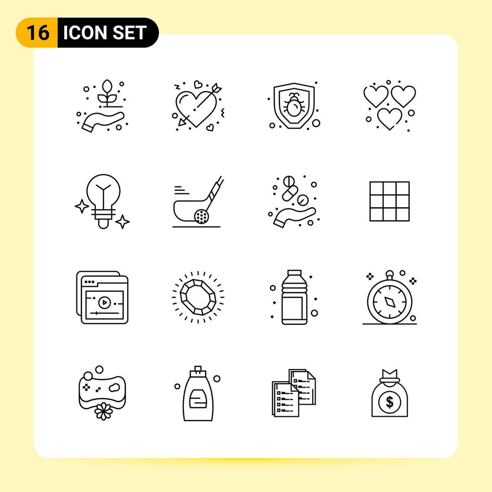 16 iconos creativos para el diseño moderno de sitios web y aplicaciones móviles receptivas 16 símbolos de contorno signos sobre fondo blanco paquete de 16 iconos vector