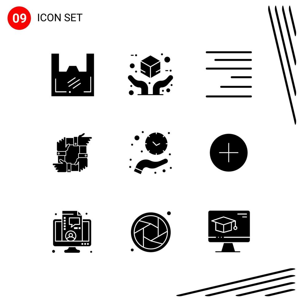 Collection of 9 Vector Icons in solid style Pixle Perfect Glyph Symbols for Web and Mobile Solid Icon Signs on White Background 9 Icons