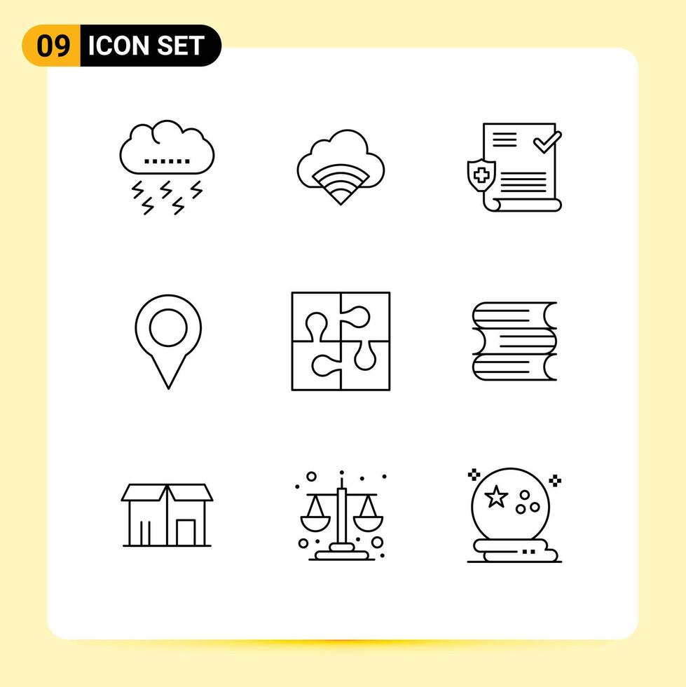9 Creative Icons Modern Signs and Symbols of part marker signal map shield Editable Vector Design Elements