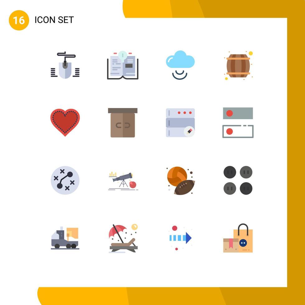 Set of 16 Modern UI Icons Symbols Signs for report like wifi love drink Editable Pack of Creative Vector Design Elements