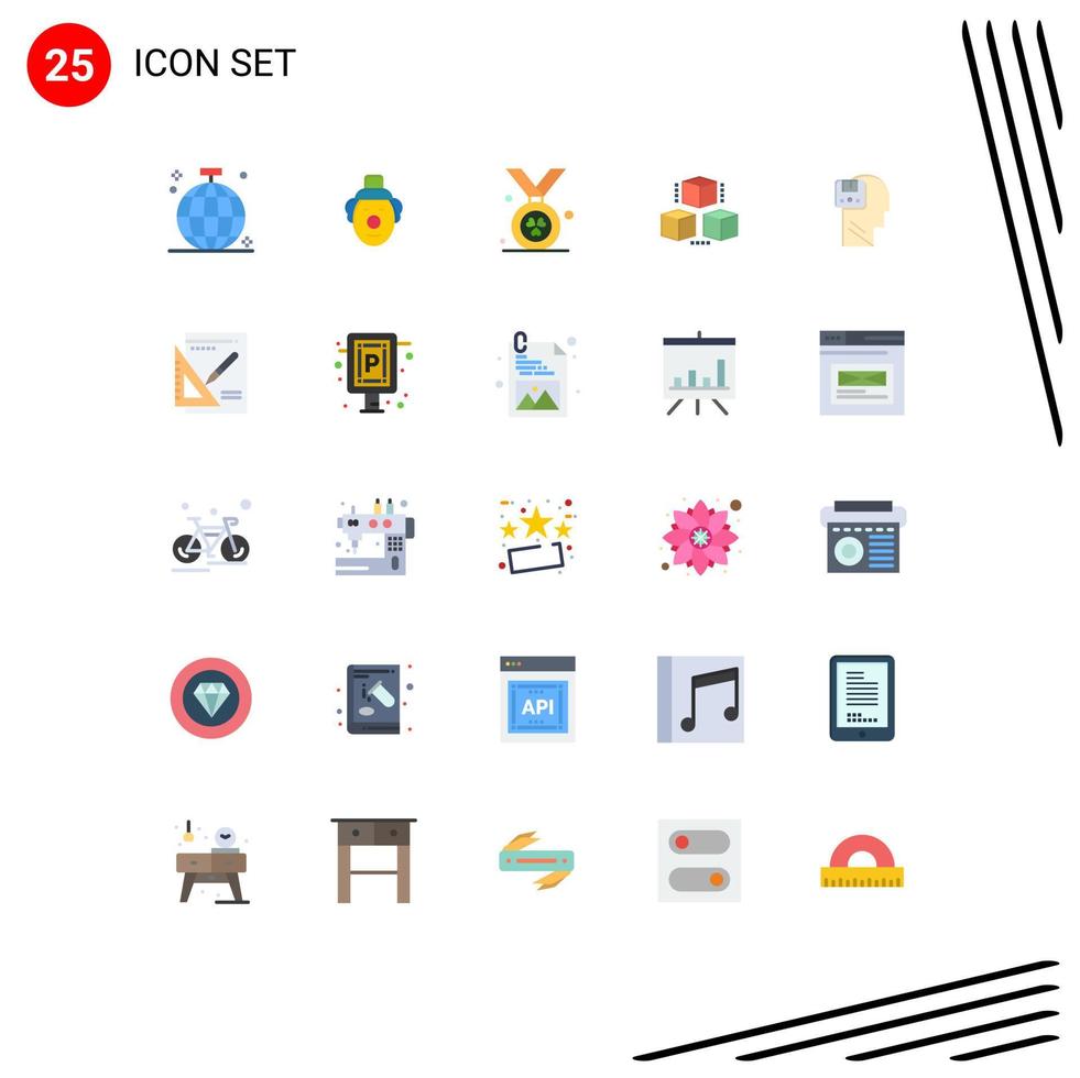 Editable Vector Line Pack of 25 Simple Flat Colors of data memory award shepping delivrey Editable Vector Design Elements