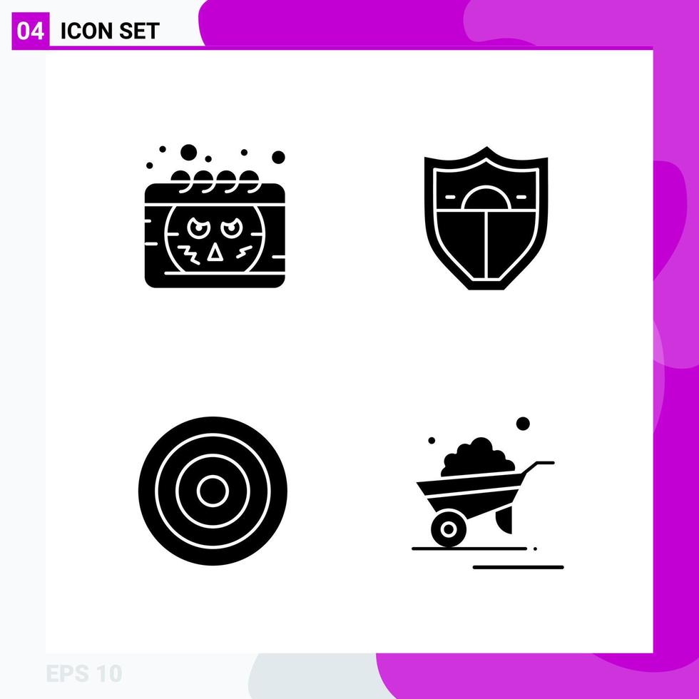 Solid Icon set Pack of 4 Glyph Icons isolated on White Background for Web Print and Mobile vector