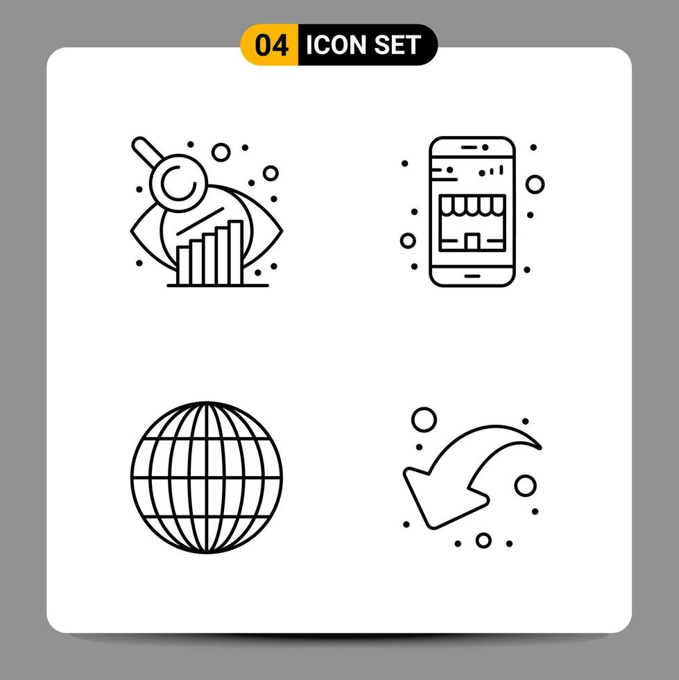 4 Black Icon Pack Outline Symbols Signs for Responsive designs on white background 4 Icons Set vector