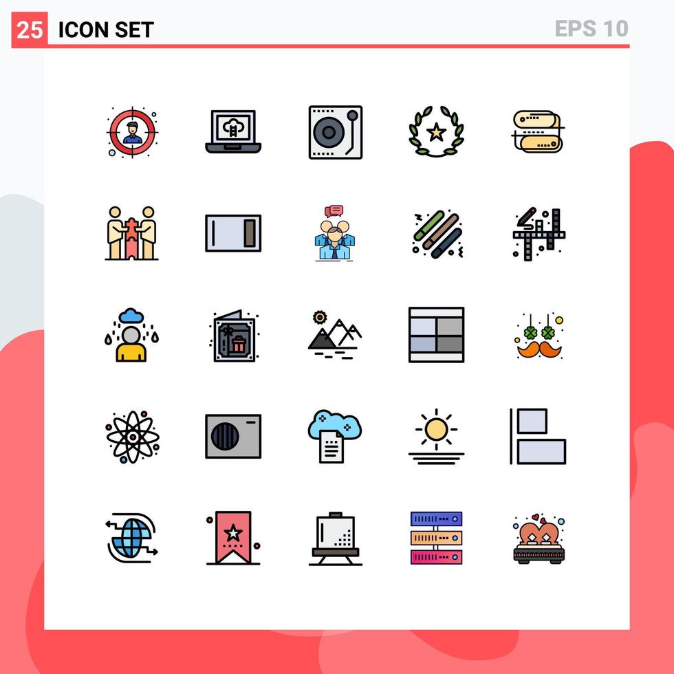 Set of 25 Modern UI Icons Symbols Signs for payment address music blockchain technology stare Editable Vector Design Elements