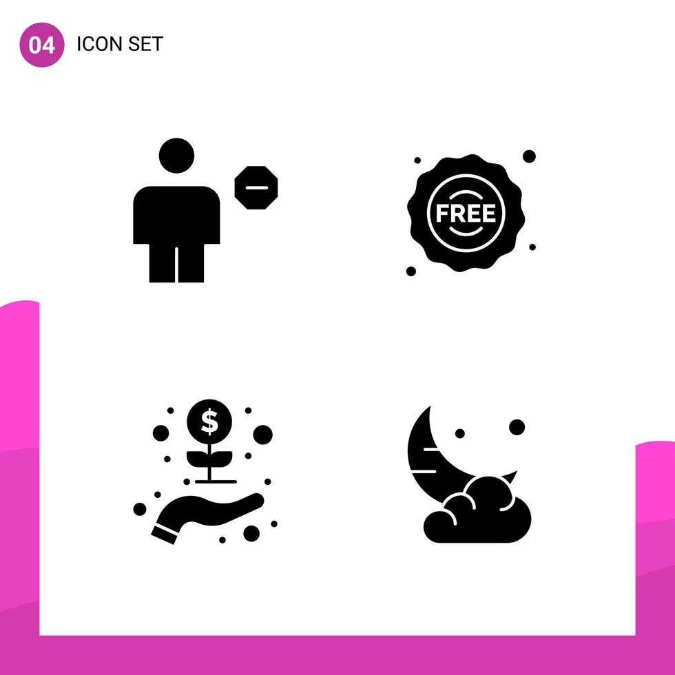 Glyph Icon set Pack of 4 Solid Icons isolated on White Background for responsive Website Design Print and Mobile Applications vector