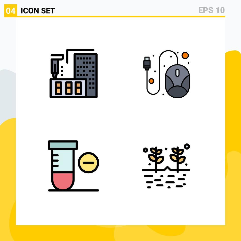 Universal Icon Symbols Group of 4 Modern Filledline Flat Colors of architecture science home mouse agriculture Editable Vector Design Elements