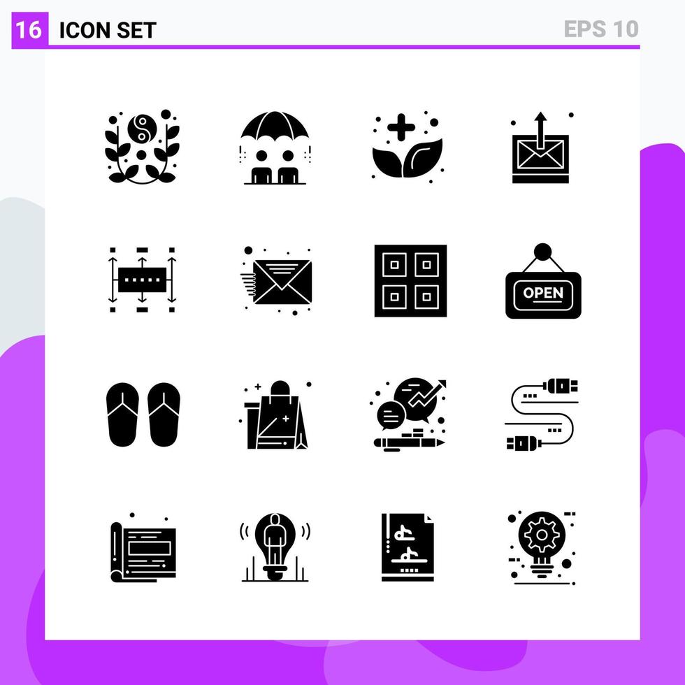 conjunto de 16 iconos en símbolos de glifos creativos de estilo sólido para el diseño de sitios web y aplicaciones móviles signo de icono sólido simple aislado en fondo blanco 16 iconos vector