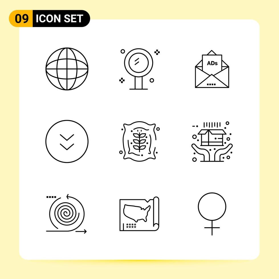 9 Creative Icons for Modern website design and responsive mobile apps 9 Outline Symbols Signs on White Background 9 Icon Pack vector