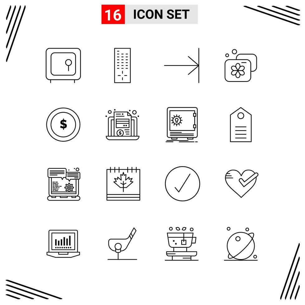 16 iconos estilo de línea basados en cuadrícula símbolos de esquema creativos para el diseño de sitios web signos de icono de línea simple aislados en fondo blanco conjunto de 16 iconos vector