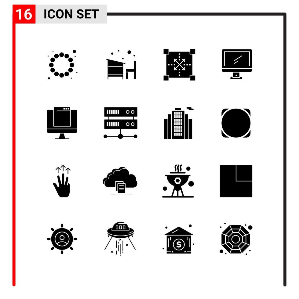 16 íconos generales para el diseño de sitios web, impresión y aplicaciones móviles 16 símbolos de glifos signos aislados en fondo blanco paquete de 16 íconos vector