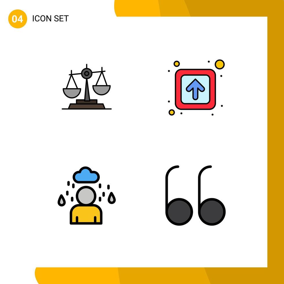 4 Creative Icons Modern Signs and Symbols of balance forward justice scale signs Editable Vector Design Elements