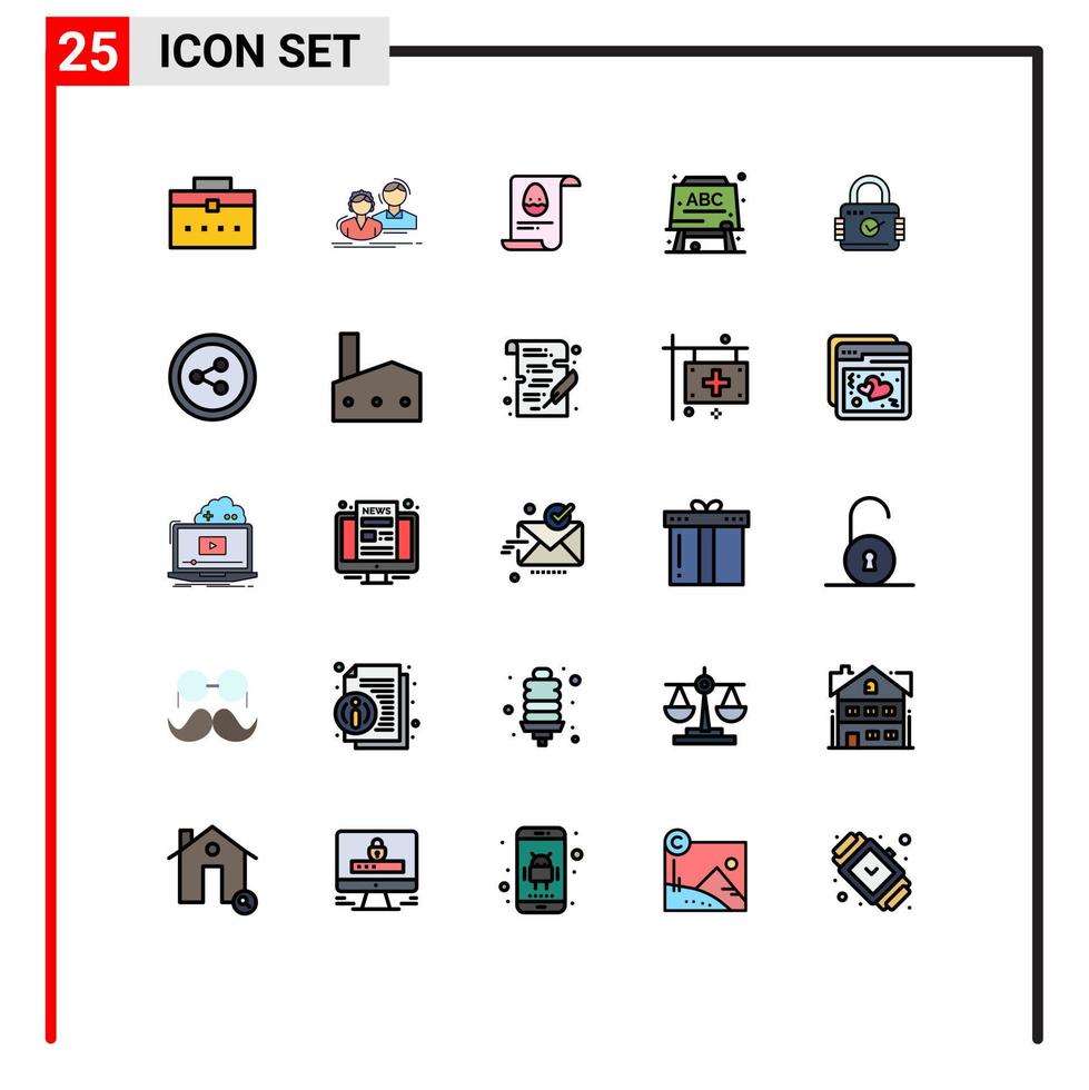 25 Creative Icons Modern Signs and Symbols of padlock formula team education egg Editable Vector Design Elements