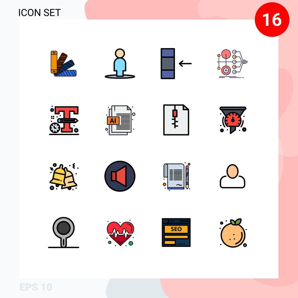 Set of 16 Commercial Flat Color Filled Lines pack for sketch design data value money Editable Creative Vector Design Elements