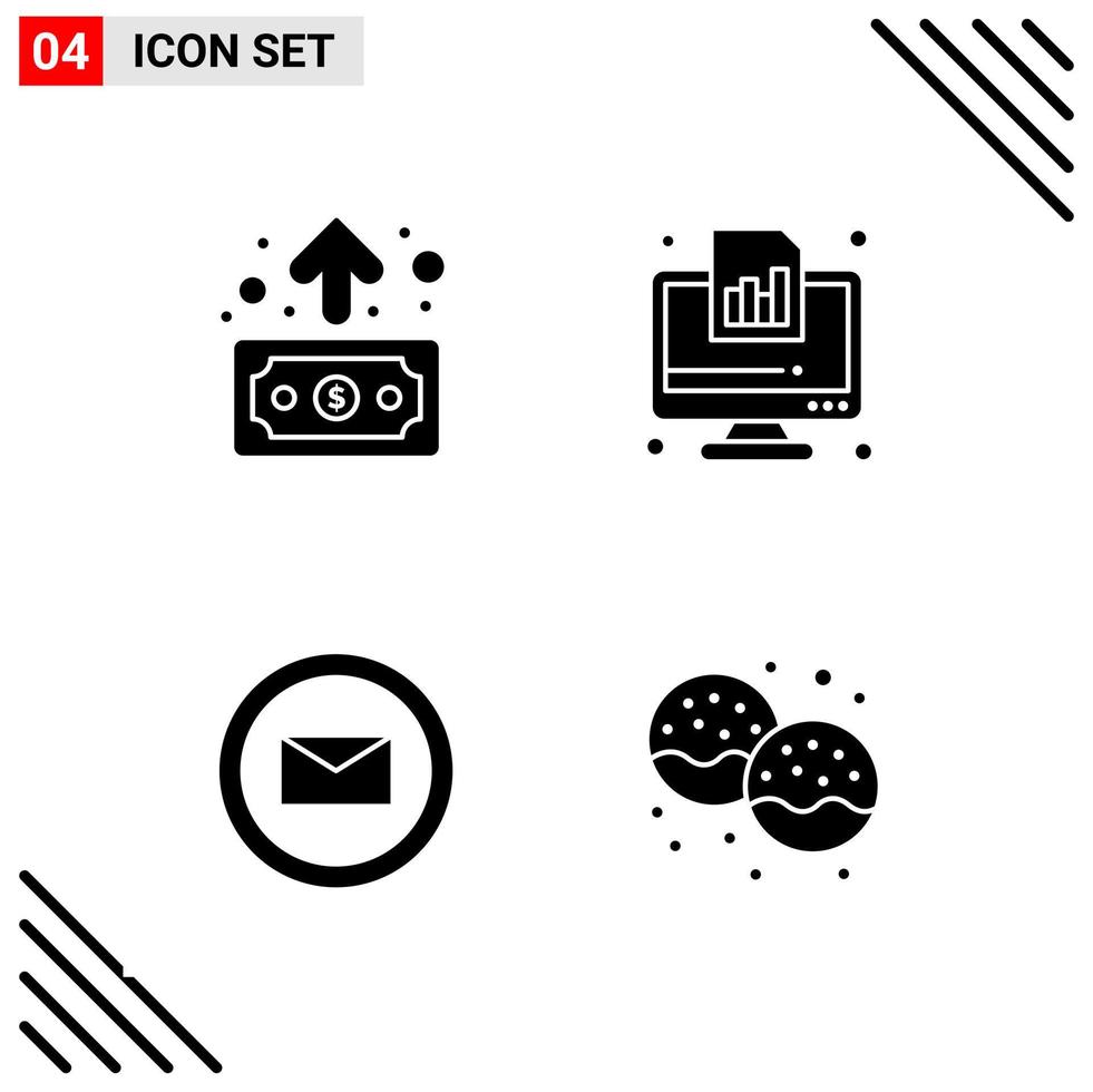 Pixle Perfect Set of 4 Solid Icons Glyph Icon Set for Webite Designing and Mobile Applications Interface vector