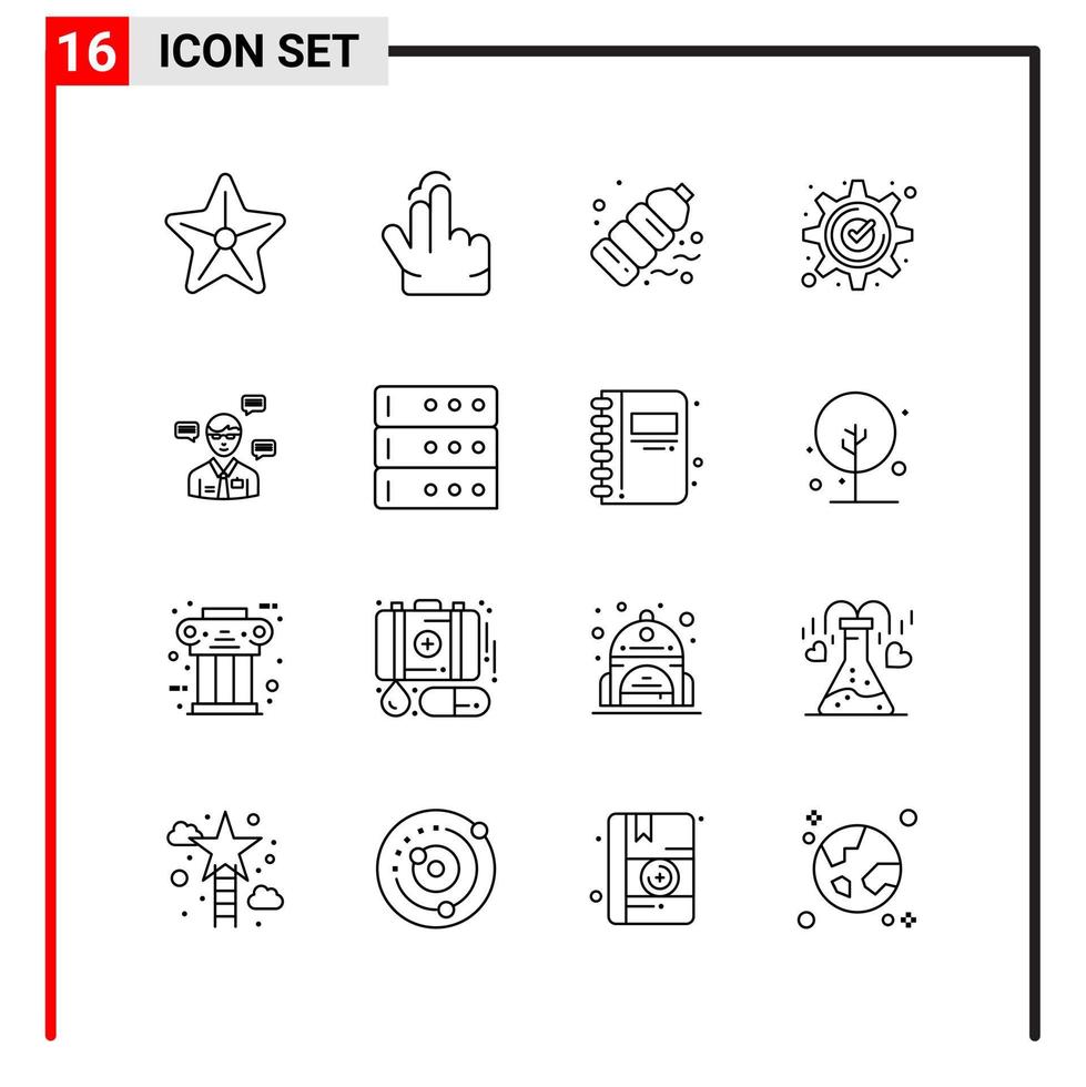 16 General Icons for website design print and mobile apps 16 Outline Symbols Signs Isolated on White Background 16 Icon Pack vector