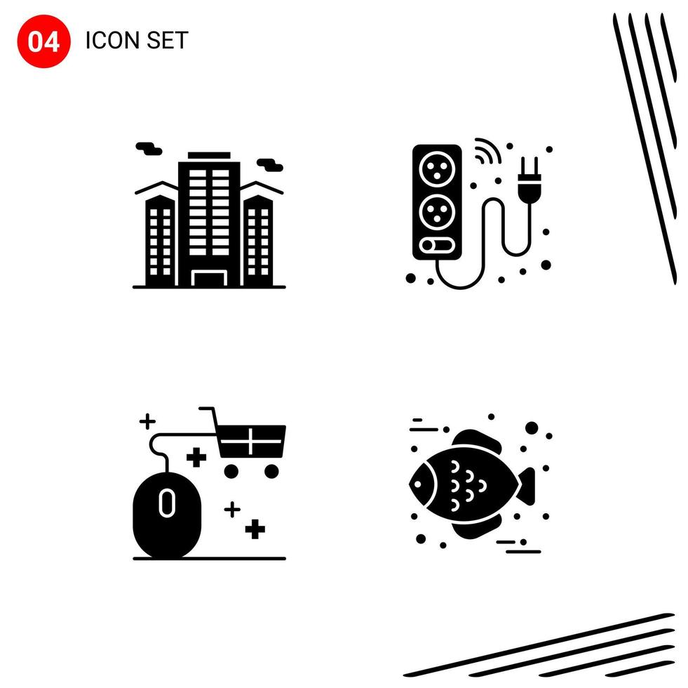 Collection of 4 Vector Icons in solid style Pixle Perfect Glyph Symbols for Web and Mobile Solid Icon Signs on White Background 4 Icons