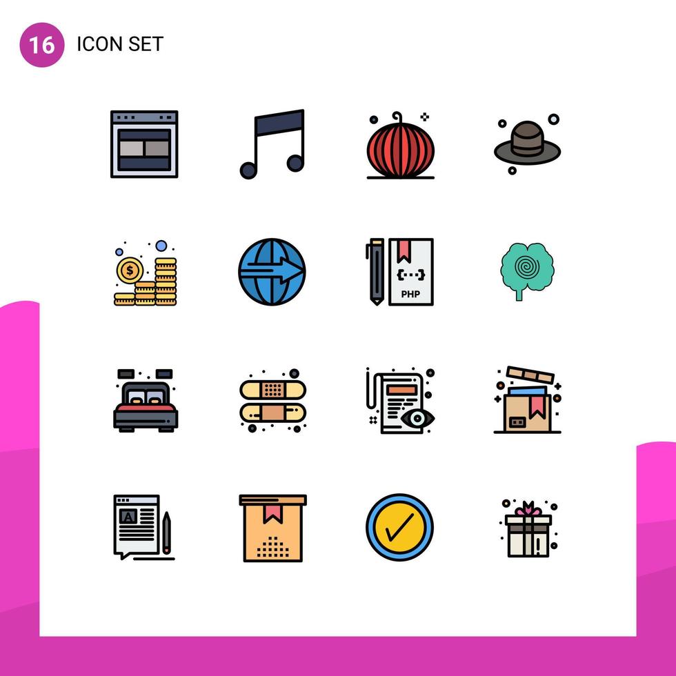 Stock Vector Icon Pack of 16 Line Signs and Symbols for investment fathers cornucopia day thanksgiving Editable Creative Vector Design Elements