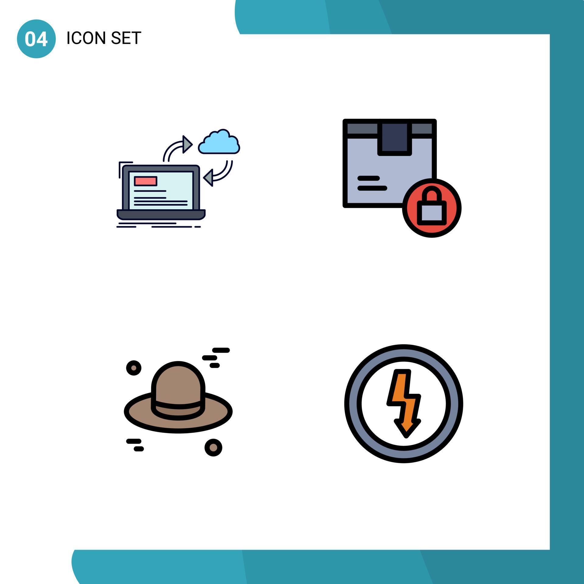 Set of 4 Modern UI Icons Symbols Signs for sync secure dashboard